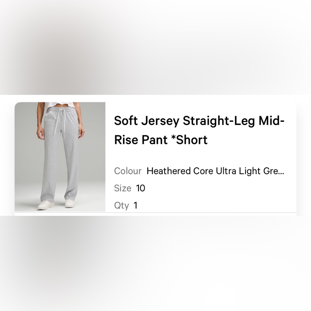 Lululemon soft jersey pant size 10, short